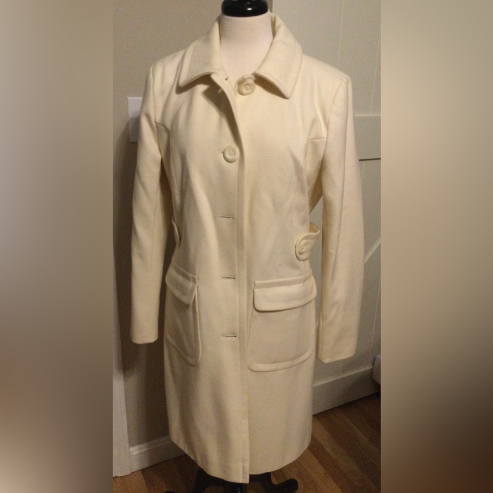 Moda International Size 10 Single Breasted Mid Length Wool Blend Women’s Coat